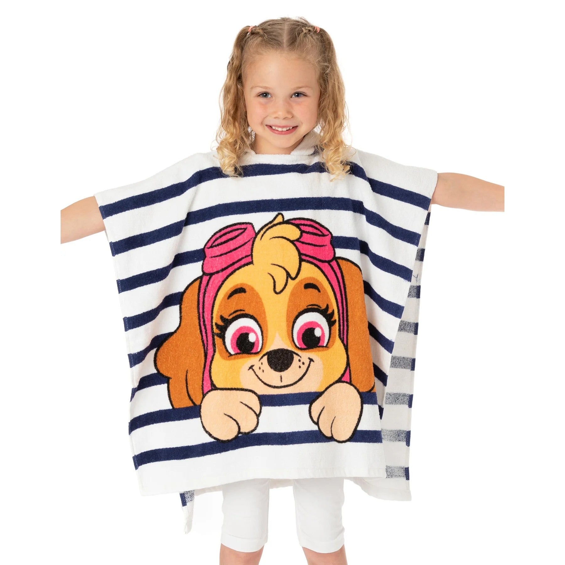 White-Navy - Side - Paw Patrol Childrens-Kids Skye Hooded Towel
