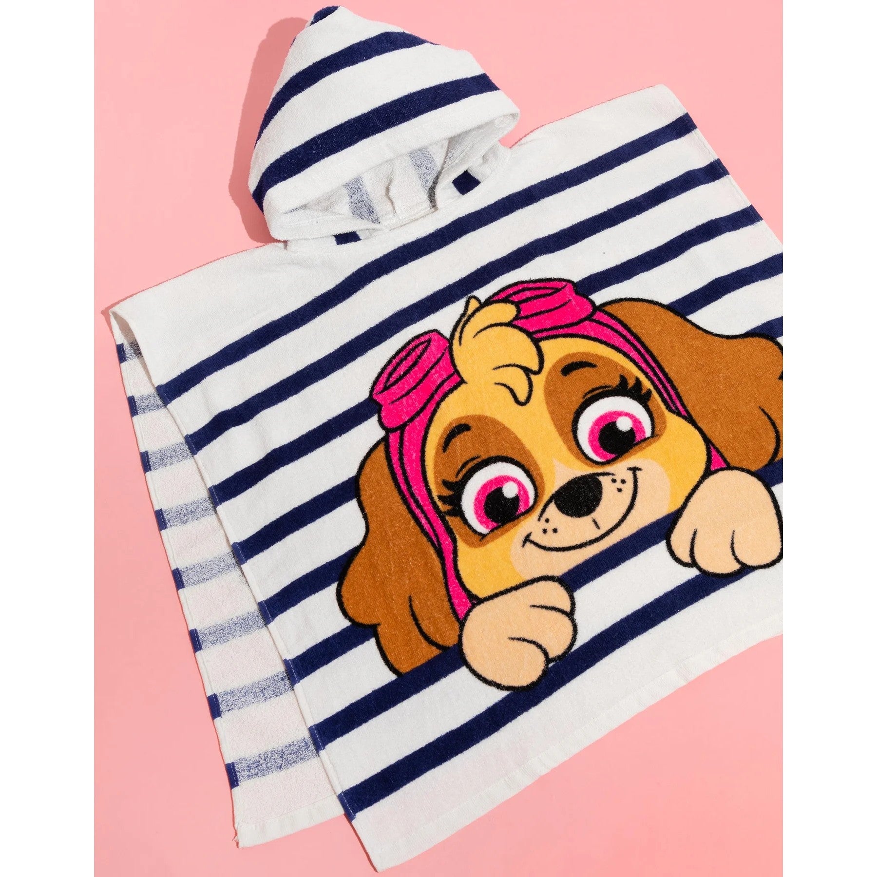 White-Navy - Pack Shot - Paw Patrol Childrens-Kids Skye Hooded Towel