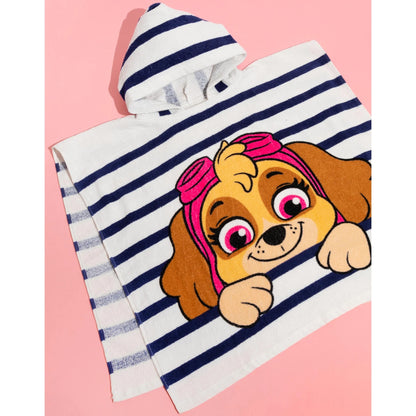 White-Navy - Pack Shot - Paw Patrol Childrens-Kids Skye Hooded Towel