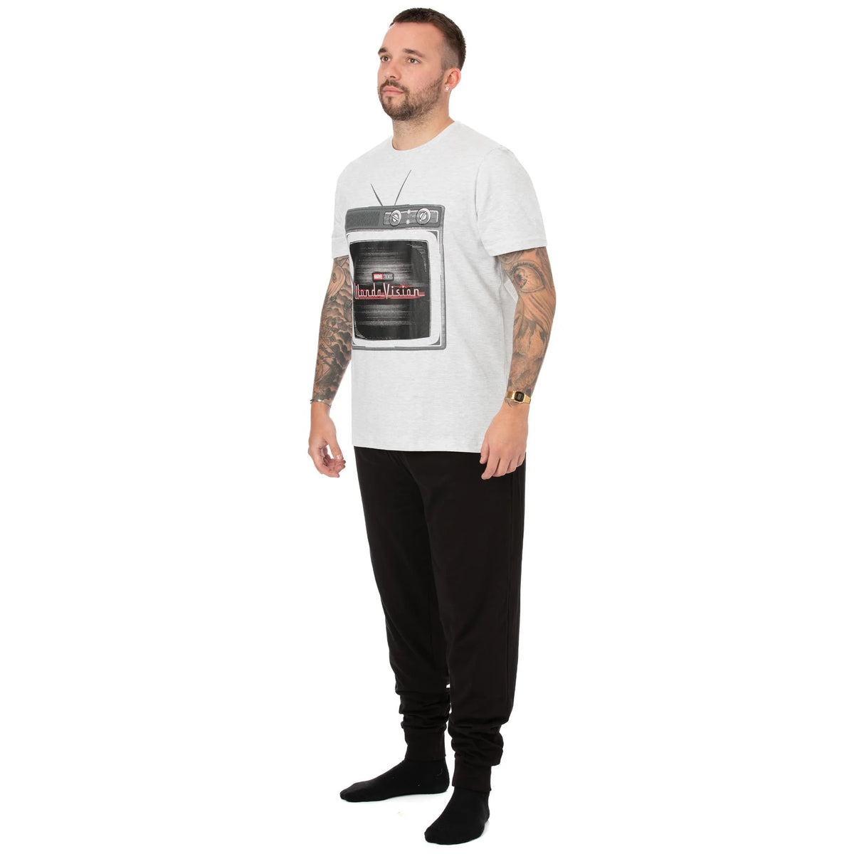 Grey-Black - Close up - WandaVision Mens TV Pyjama Set