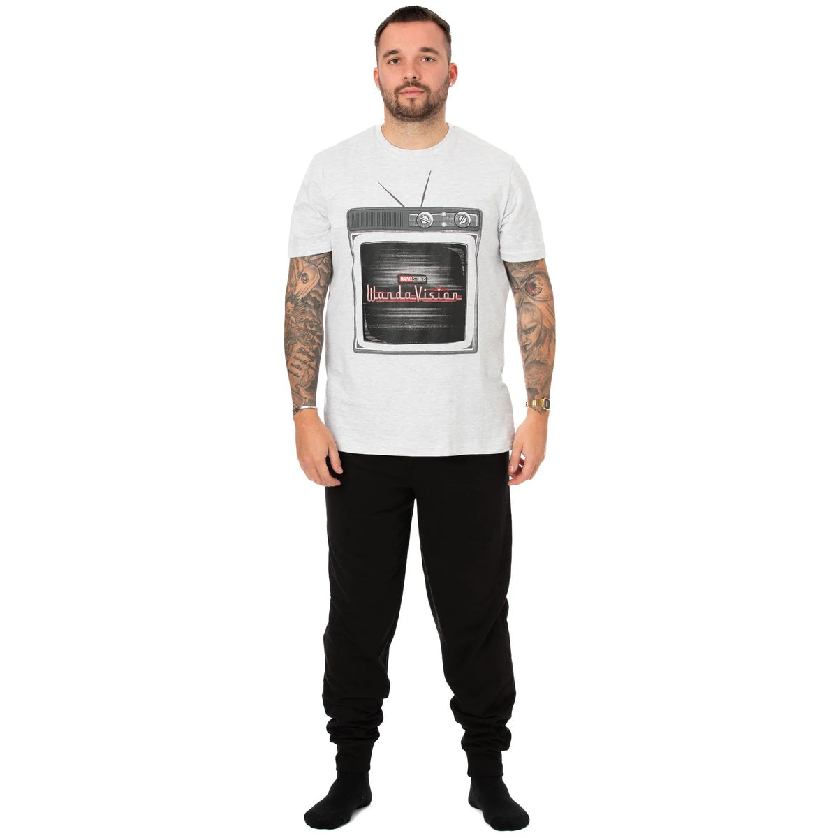 Grey-Black - Front - WandaVision Mens TV Pyjama Set