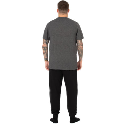 Grey-Black - Back - Harry Potter Mens Hogwarts Express Long Pyjama Set