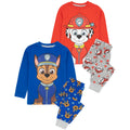 Blue-Red-Grey - Front - Paw Patrol Childrens-Kids Chase & Marshall Long Pyjama Set (Pack of 2)