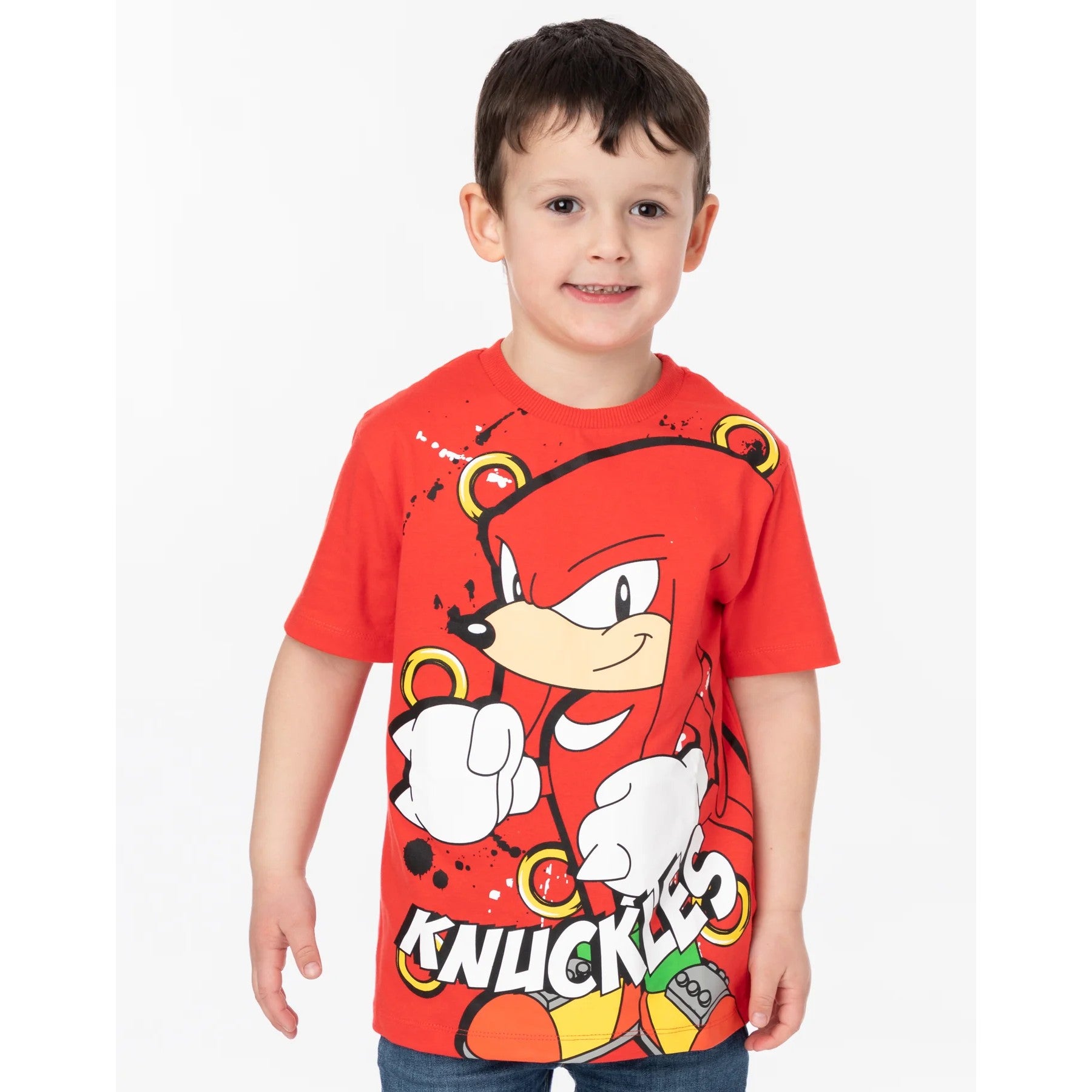 Red-Blue - Close up - Sonic The Hedgehog Childrens-Kids Character T-Shirt (Pack of 2)