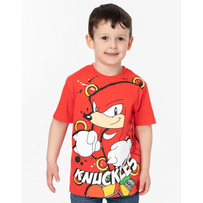 Red-Blue - Close up - Sonic The Hedgehog Childrens-Kids Character T-Shirt (Pack of 2)