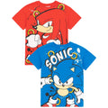 Red-Blue - Front - Sonic The Hedgehog Childrens-Kids Character T-Shirt (Pack of 2)