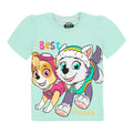 Teal-Grey - Side - Paw Patrol Childrens-Kids Skye & Everest Short Pyjama Set