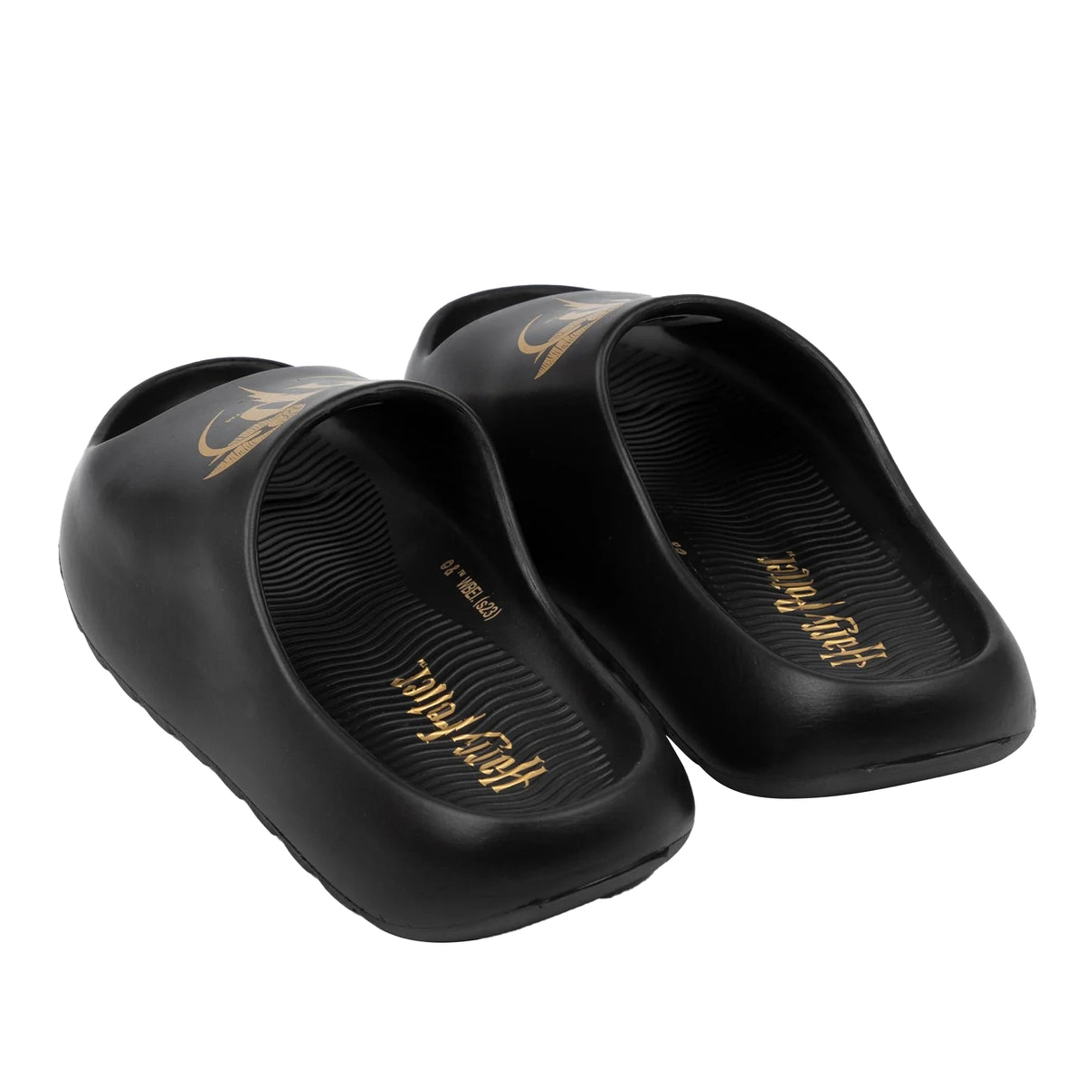 Black-Gold - Back - Harry Potter Childrens-Kids Golden Snitch Moulded Footbed Sliders