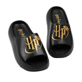 Black-Gold - Pack Shot - Harry Potter Childrens-Kids Golden Snitch Moulded Footbed Sliders
