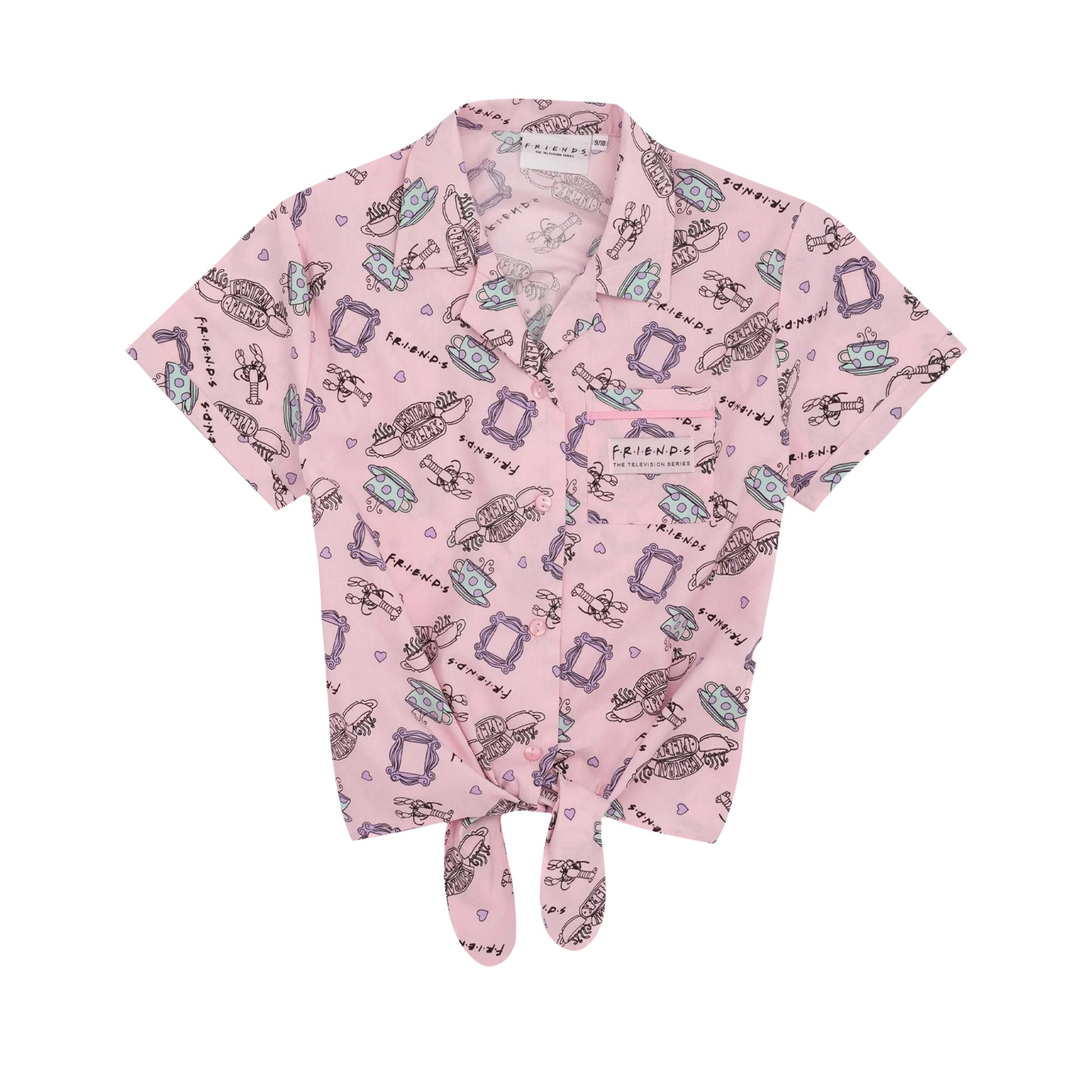 Pink - Back - Friends Girls Short-Sleeved Pyjama Set