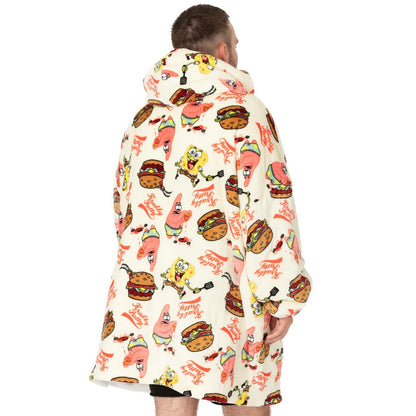 Cream - Back - SpongeBob SquarePants Unisex Adult Oversized Hoodie Blanket