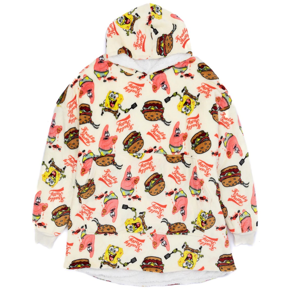 Cream - Front - SpongeBob SquarePants Unisex Adult Oversized Hoodie Blanket