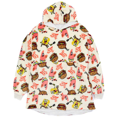Cream - Front - SpongeBob SquarePants Unisex Adult Oversized Hoodie Blanket