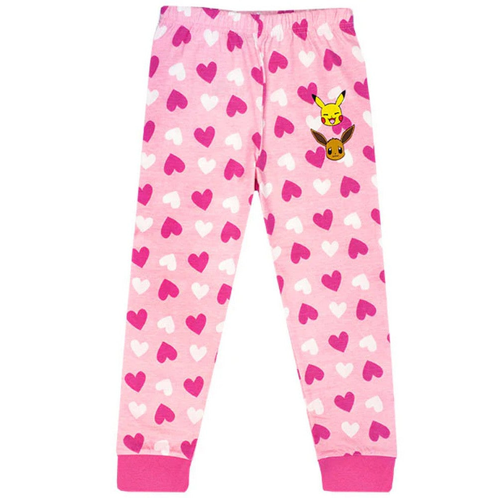 White-Pink - Pack Shot - Pokemon Girls Besties Pikachu & Eevee Frill Long Pyjama Set