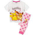 White-Pink - Front - Pokemon Girls Besties Pikachu & Eevee Frill Long Pyjama Set