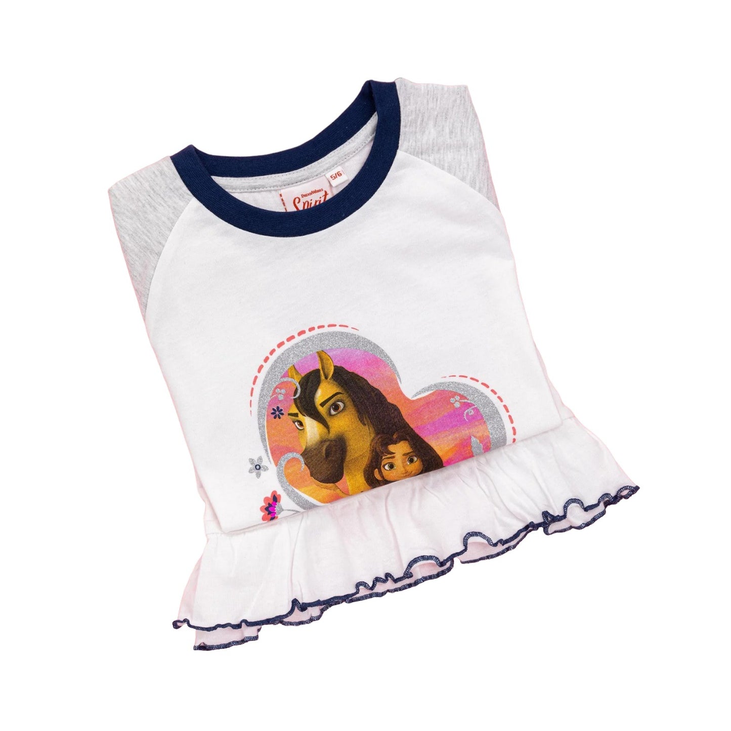 Navy-White - Back - DreamWorks Girls Spirit Untamed Long Pyjama Set