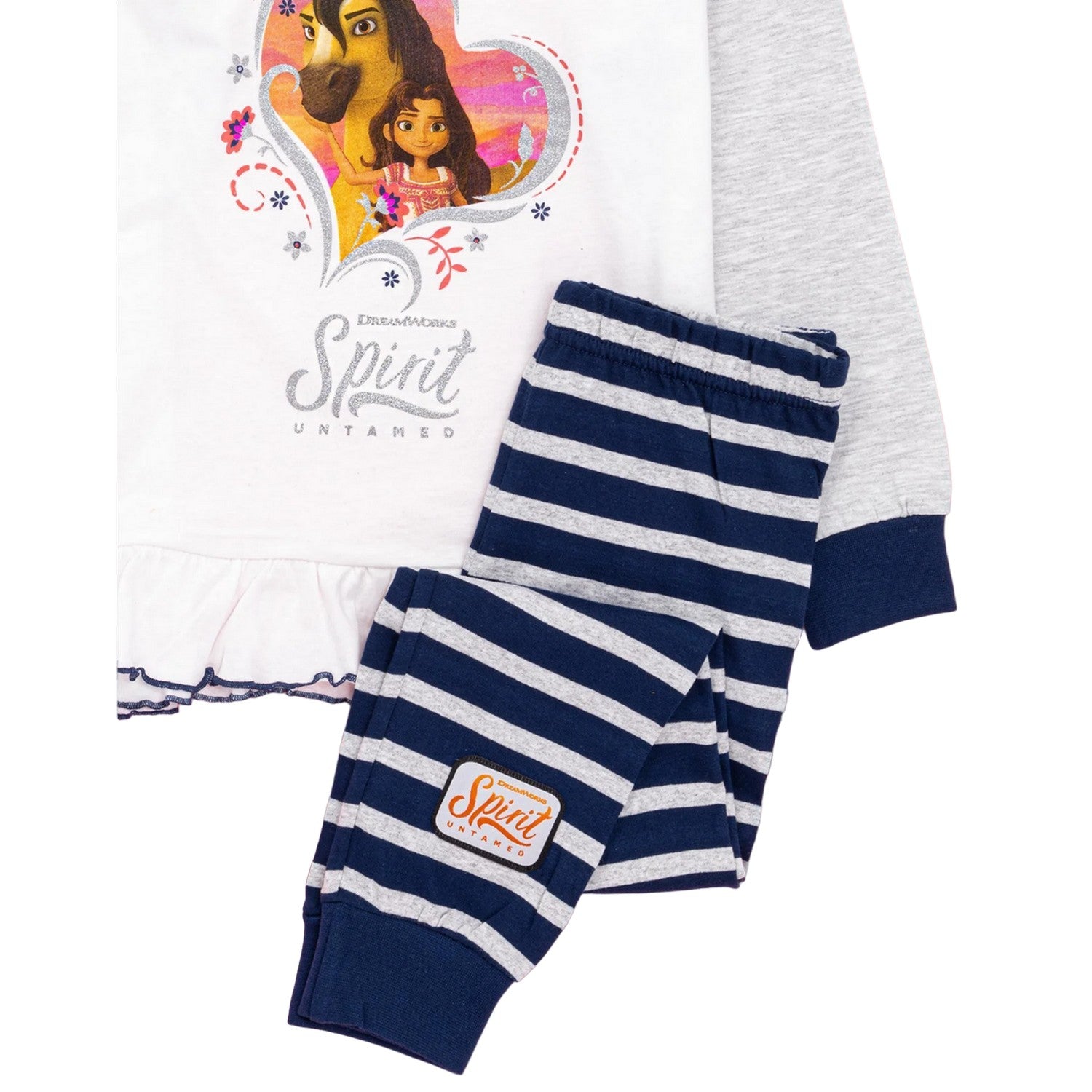 Navy-White - Side - DreamWorks Girls Spirit Untamed Long Pyjama Set