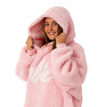 Pink - Side - Barbie Womens-Ladies Sherpa Hoodie Blanket