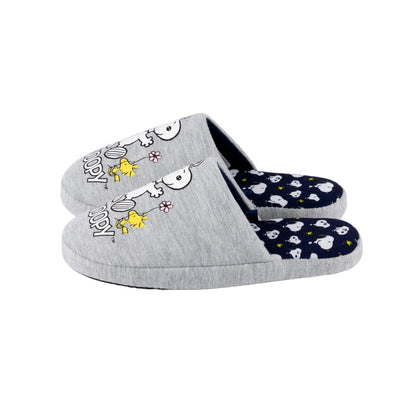Grey-White-Black - Side - Peanuts Womens-Ladies Snoopy Slippers