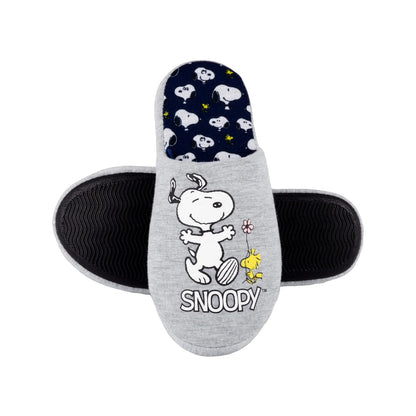 Grey-White-Black - Lifestyle - Peanuts Womens-Ladies Snoopy Slippers