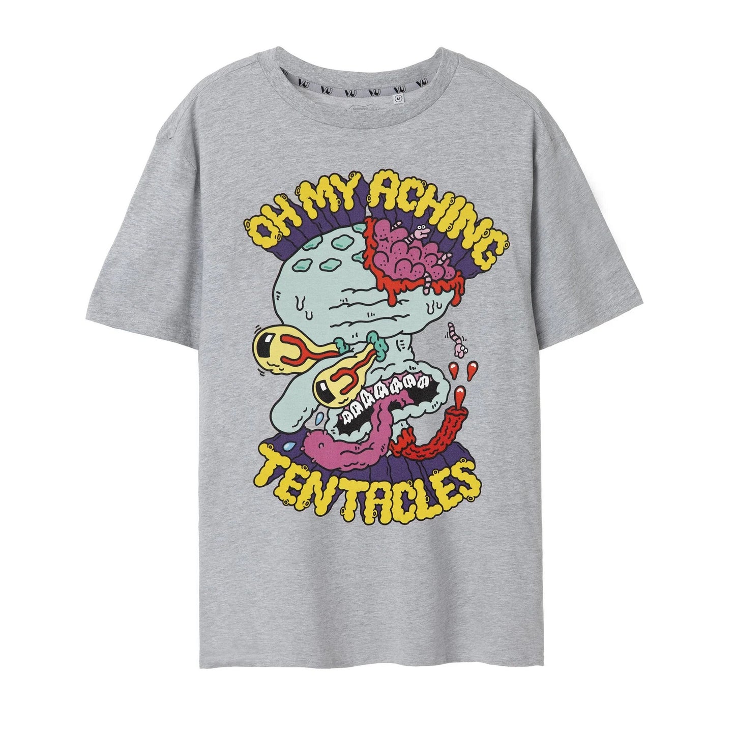 Grey Marl - Front - SpongeBob SquarePants Mens Aching Tentacles T-Shirt