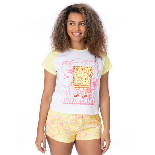 Multicoloured - Front - SpongeBob SquarePants Womens-Ladies Short-Sleeved Pyjama Set