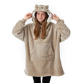 Brown - Side - Pusheen Girls Hoodie Blanket