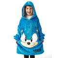 Blue - Side - Sonic The Hedgehog Boys Fleece Hooded Hoodie Blanket