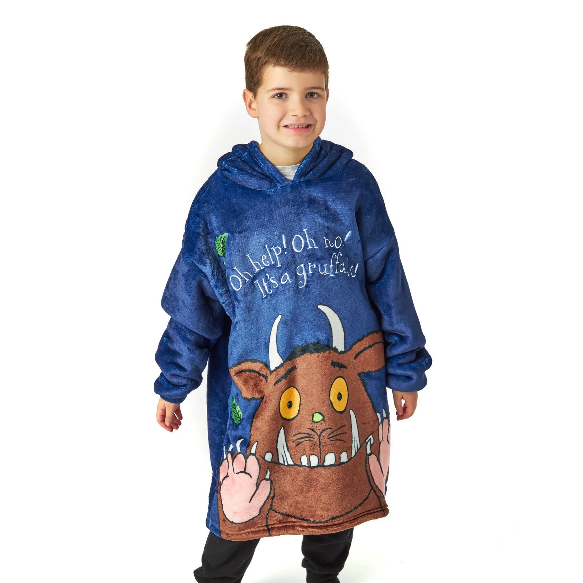 Blue-Brown - Side - The Gruffalo Boys Hoodie Blanket
