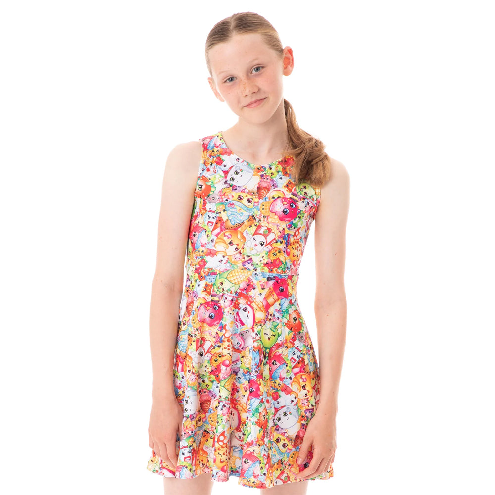 Pink - Back - Shopkins Girls Skater Dress