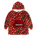 Red - Front - Minecraft Childrens-Kids Oversized Christmas Hoodie Blanket