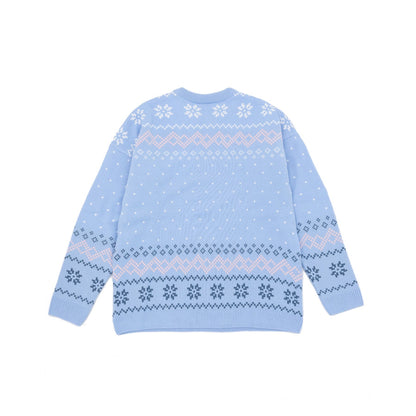 Blue - Back - Lilo & Stitch Womens-Ladies Knitted Christmas Sweatshirt