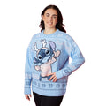 Blue - Side - Lilo & Stitch Womens-Ladies Knitted Christmas Sweatshirt
