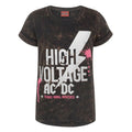 Black - Front - AC-DC Girls High Voltage Acid Wash T-Shirt
