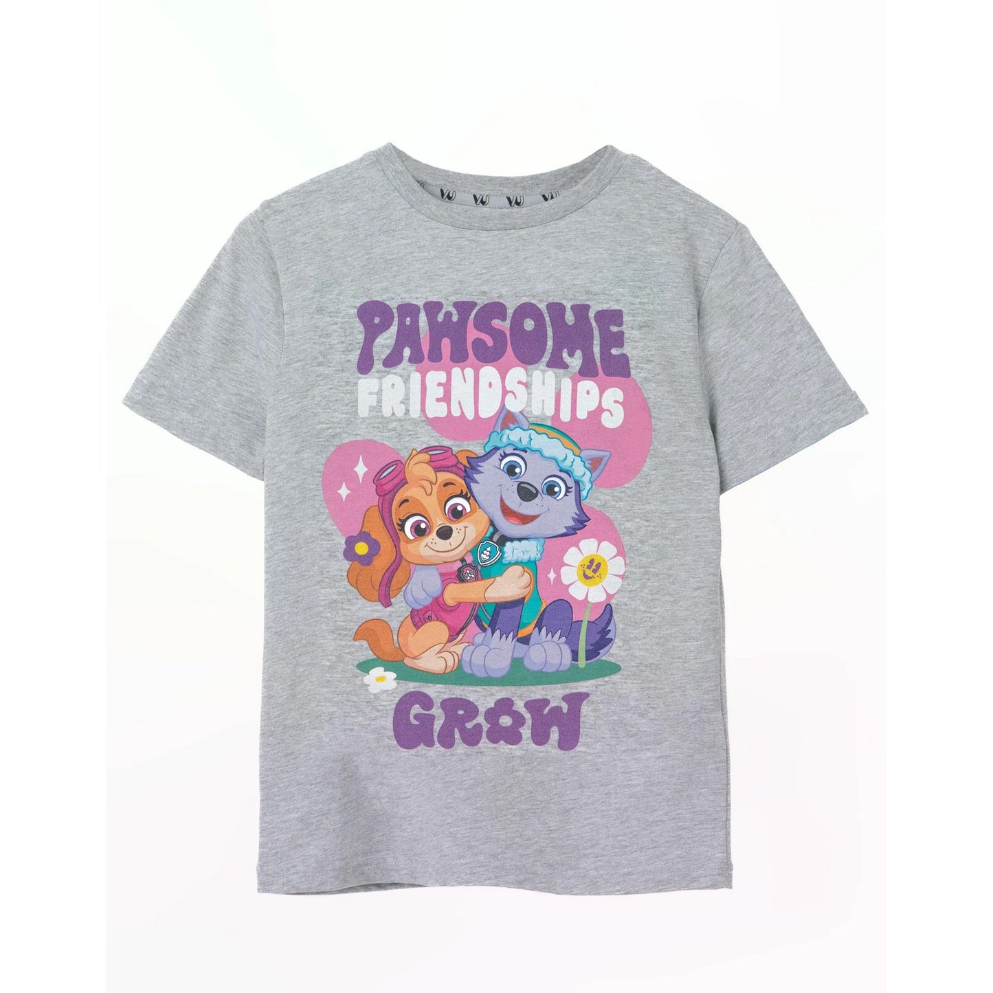 Grey - Front - Paw Patrol Girls Pawsome Friendships Marl T-Shirt