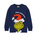 Navy-Red-White - Back - The Grinch Childrens-Kids Long-Sleeved Christmas Pyjama Set