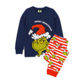 Navy-Red-White - Front - The Grinch Childrens-Kids Long-Sleeved Christmas Pyjama Set