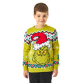 Green - Back - The Grinch Childrens-Kids Knitted Christmas Jumper