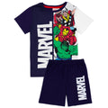 Navy-White - Front - Marvel Boys Superhero Short Pyjama Set