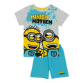 Grey-Blue-Yellow - Front - Minions Boys Mayhem Short Pyjama Set