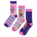 Pink-Purple - Front - Shopkins Girls Assorted Designs Socks Set (Pack of 3)