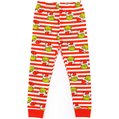 Blue-Red-White - Side - The Grinch Childrens-Kids Slim Christmas Long Pyjama Set