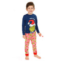 Blue-Red-White - Close up - The Grinch Childrens-Kids Slim Christmas Long Pyjama Set