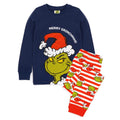 Blue-Red-White - Front - The Grinch Childrens-Kids Slim Christmas Long Pyjama Set