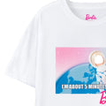 White - Side - Barbie Womens-Ladies Running Late Space T-Shirt