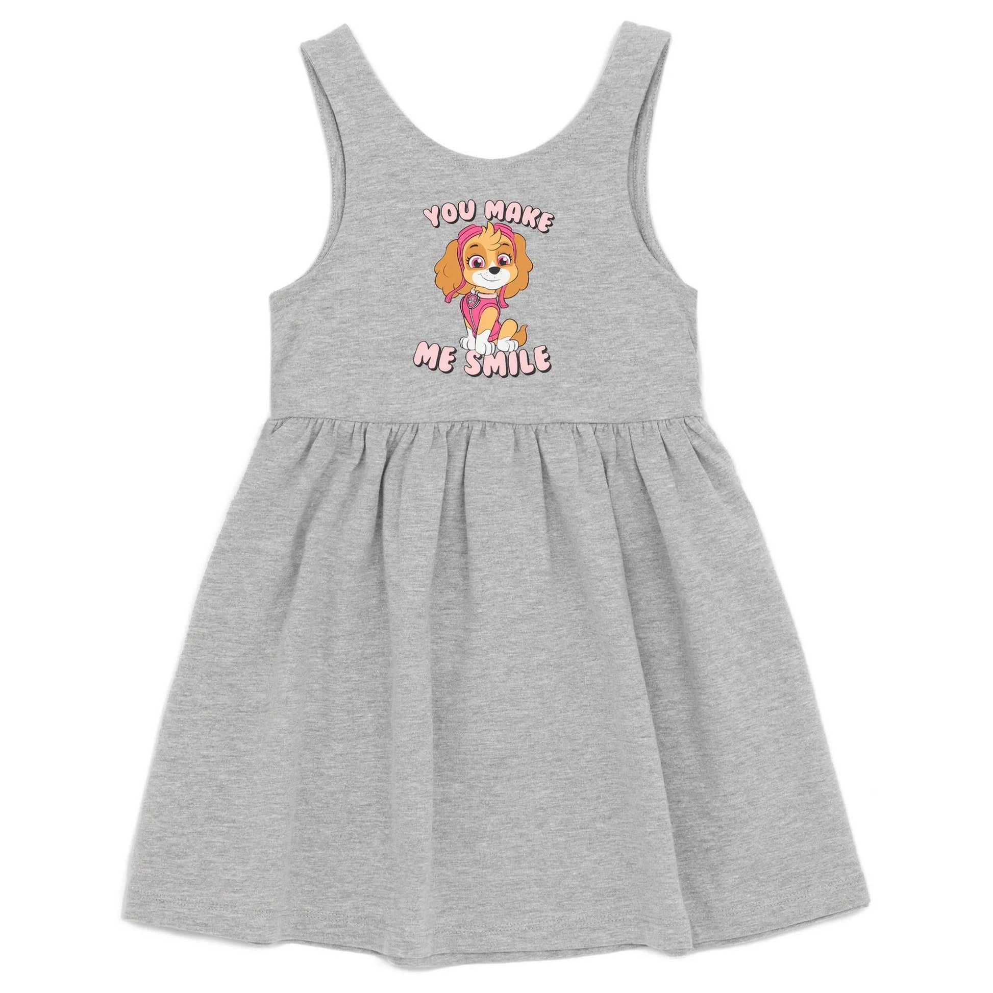 Grey-Pink - Back - Paw Patrol Girls You Make Me Smile Skye Dress (Pack of 2)
