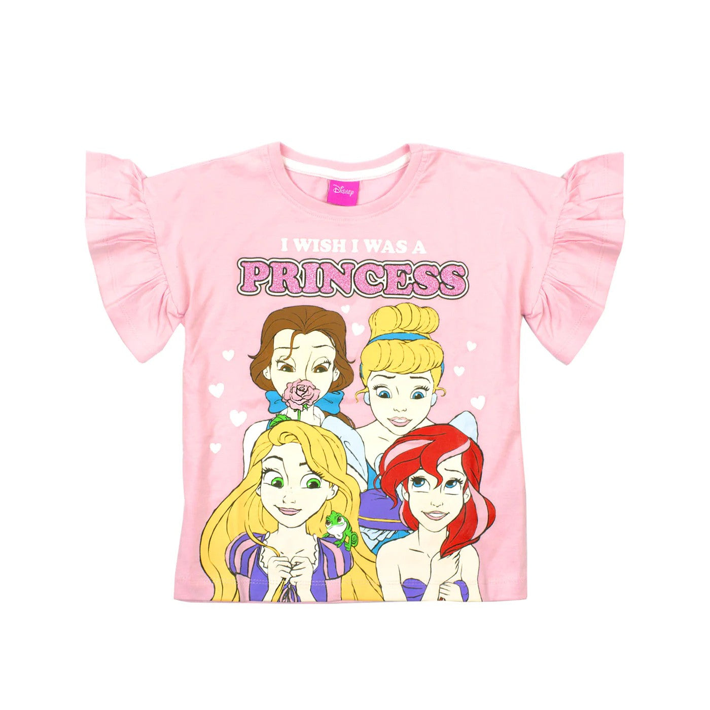 Pink - Back - Disney Princess Girls Cotton Short Pyjama Set
