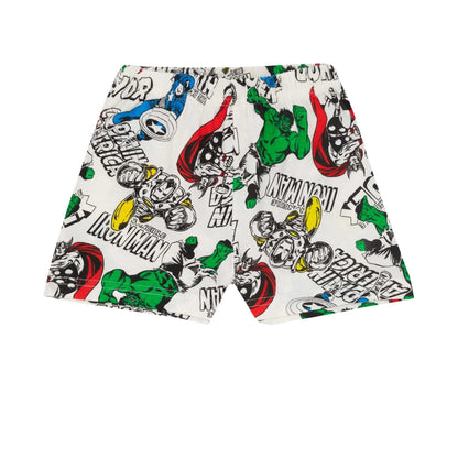 White-Multicoloured - Side - Marvel Boys Superhero Short Pyjama Set