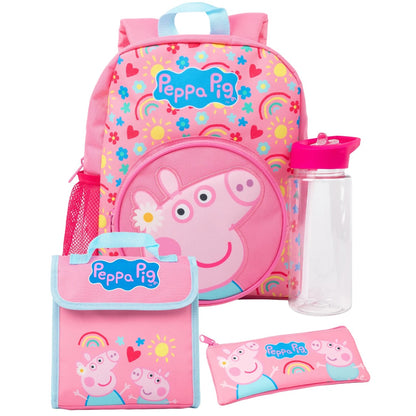 Pink - Front - Peppa Pig Logo Backpack Set
