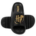 Black - Side - Harry Potter Womens-Ladies Moulded Footbed Sliders